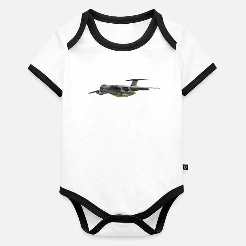 Cargo Plane Silhouette in Gray Organic Baby Contrasting Bodysuit