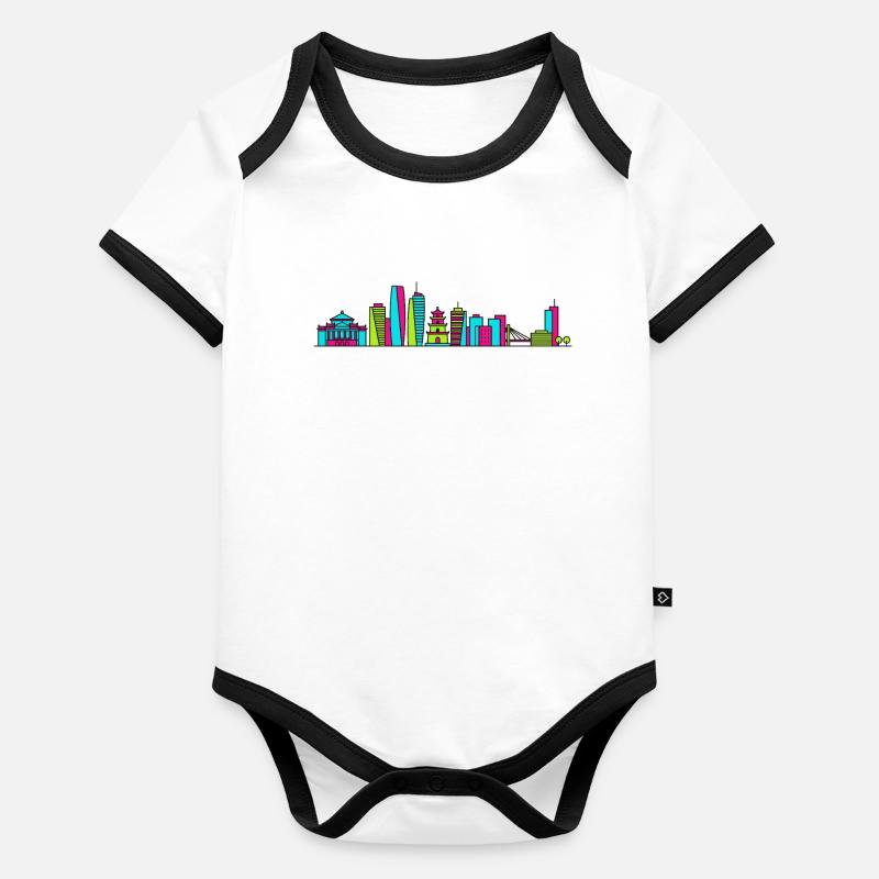 Hanoi City Skyline One Pillar Pagode Kunst Baby Bio-Kurzarm-Kontrastbody