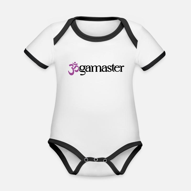 Jogamaster - Typographique OM (3 couleurs) - Body Bébé bio contrasté manches courtes - blanc/noir