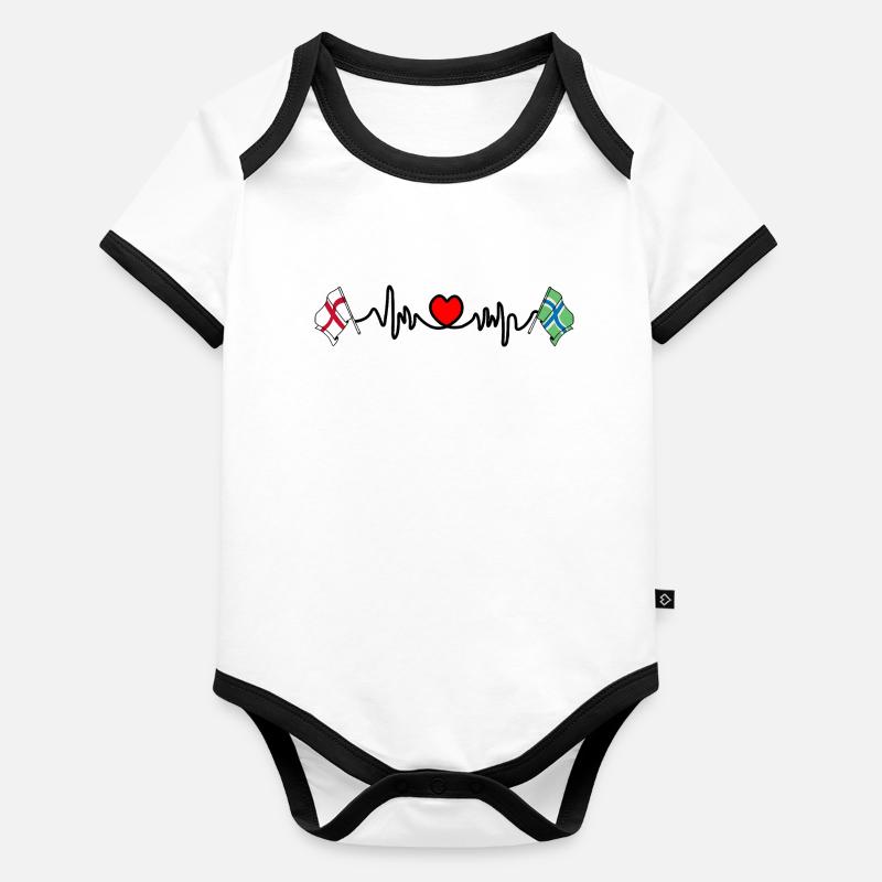 Gloucestershire & England Heart Rate Organic Baby Contrasting Bodysuit