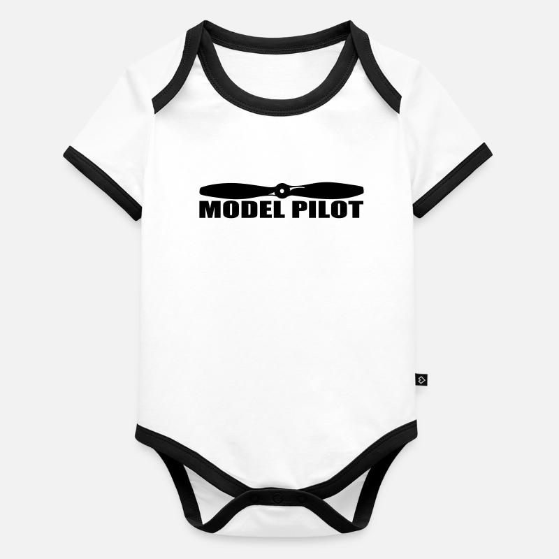 Modèle Pilot Body Bébé bio contrasté manches courtes