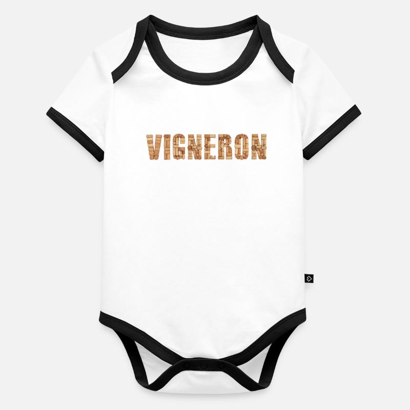 Vigneron – Typographie en bouchons de vin Body Bébé bio contrasté manches courtes