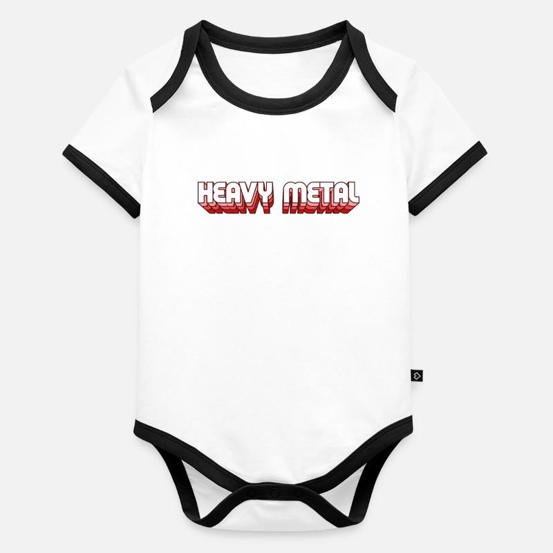Heavy Metal Style Rétro 3D Texte Logo Body Bébé bio contrasté manches courtes