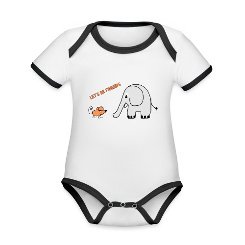 Elephant and mouse, friends - Organic Baby Contrasting Bodysuit
