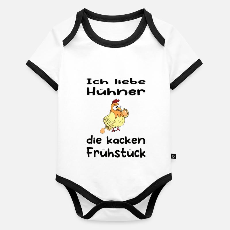 Ich liebe Hühner - Huhn Eier Frühstück Baby Bio-Kurzarm-Kontrastbody