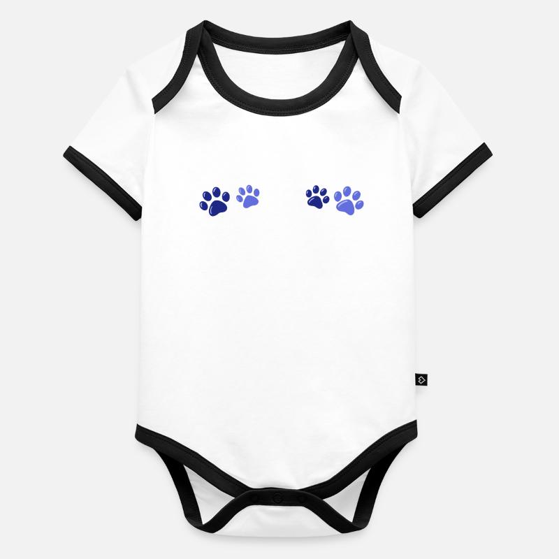 Empreintes Bleues Animal Body Bébé bio contrasté manches courtes