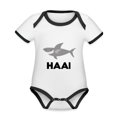 haai hallo hoi - Baby contrasterend bio-rompertje met korte mouwen