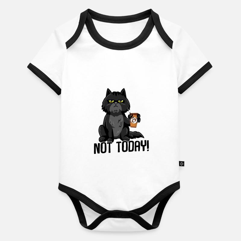 Katze not today WHITE Baby Bio-Kurzarm-Kontrastbody