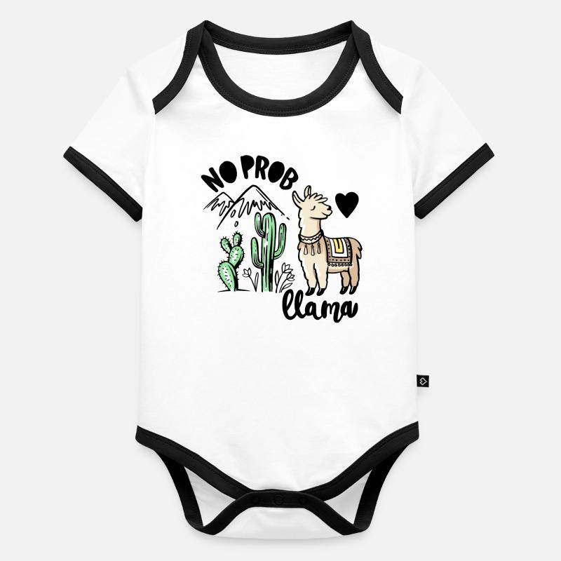 No Prob Llama Baby Bio-Kurzarm-Kontrastbody