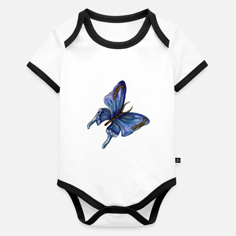 papillon bleu Body Bébé bio contrasté manches courtes