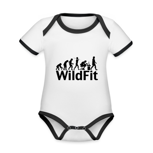 WildFit Logo Evolution in Schwarz - Baby Bio-Kurzarm-Kontrastbody