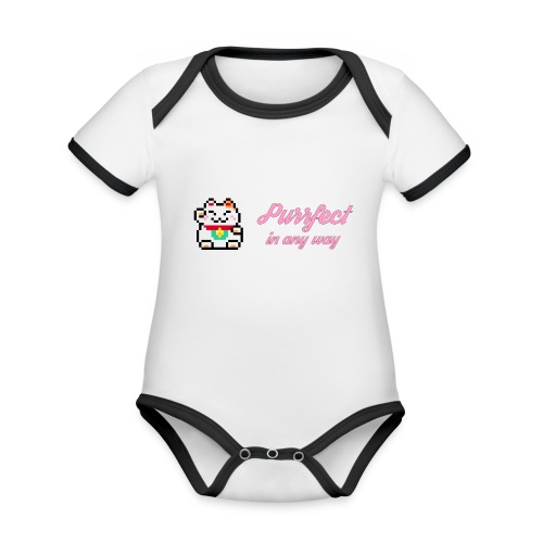Purrfect in any way (Pink) - Organic Baby Contrasting Bodysuit