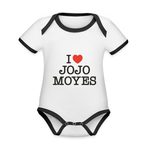 I LOVE JOJO MOYES - Kortærmet økologisk babybody i kontrastfarver