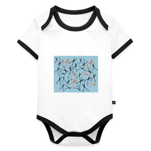 Scherenmaske Schwarzer Hintergrund - Baby Bio-Kurzarm-Kontrastbody