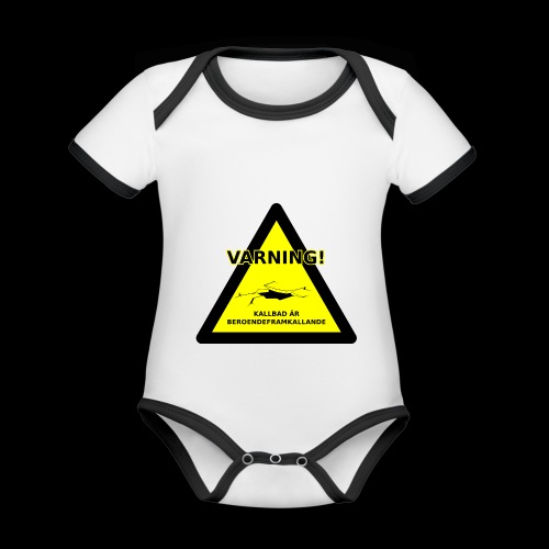 Varning Kallbad - Ekologisk kontrastfärgad kortärmad babybody