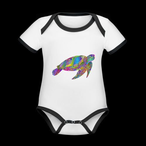 Turtle Space - Baby Bio-Kurzarm-Kontrastbody