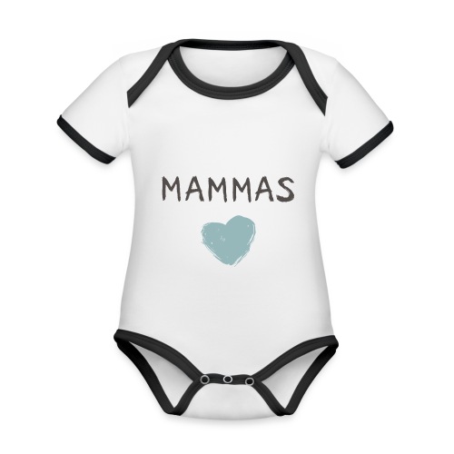 Mammas hjärta Blå - Ekologisk kontrastfärgad kortärmad babybody