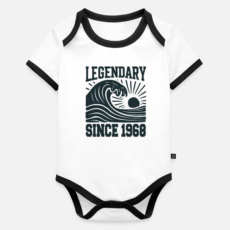 Legendary since 1968 Birthday Wave Organic Baby Contrasting Bodysuit