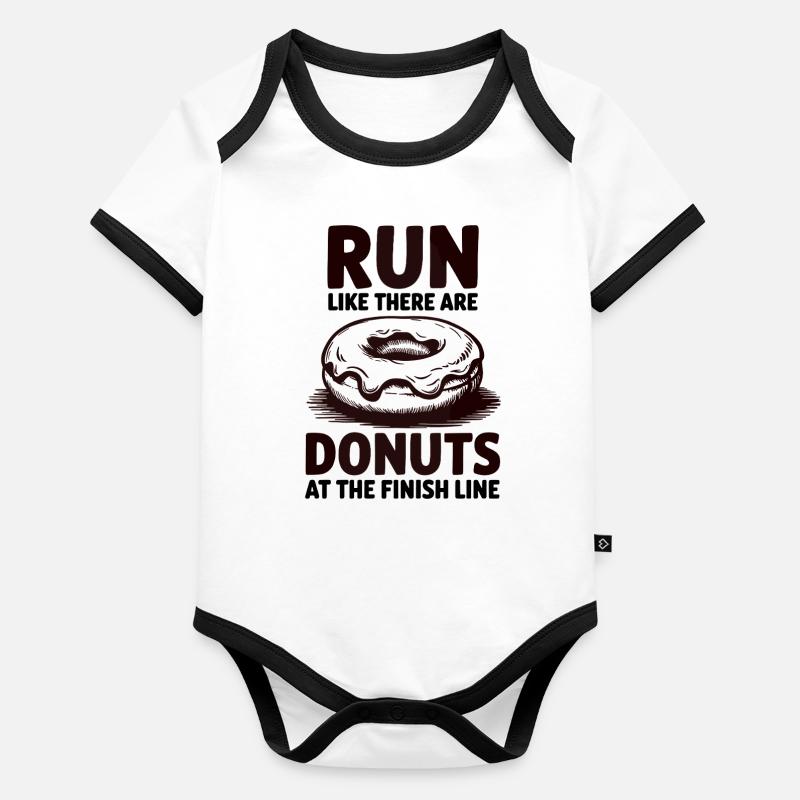 Courez comme un marathonien avec des beignets à la ligne d’arrivée Body Bébé bio contrasté manches courtes