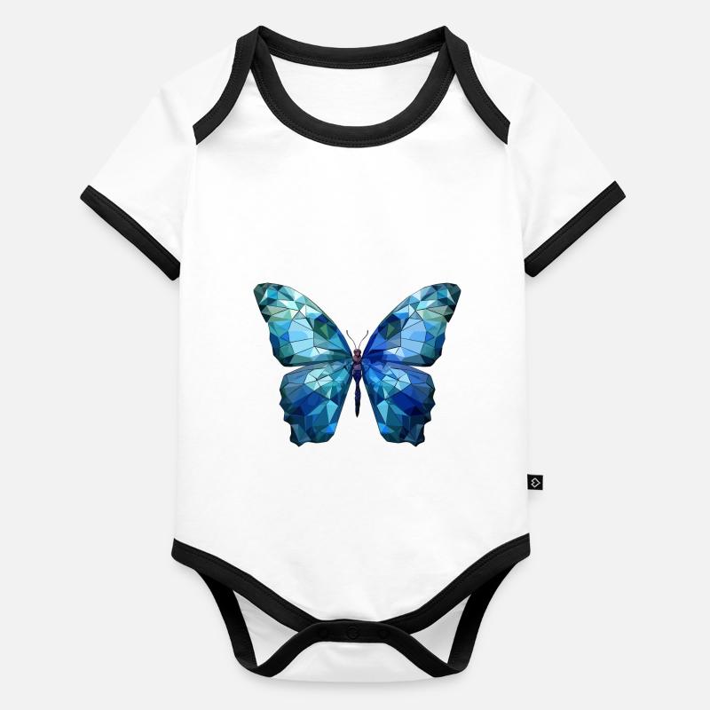 Morpho Papillon Bleu Body Bébé bio contrasté manches courtes