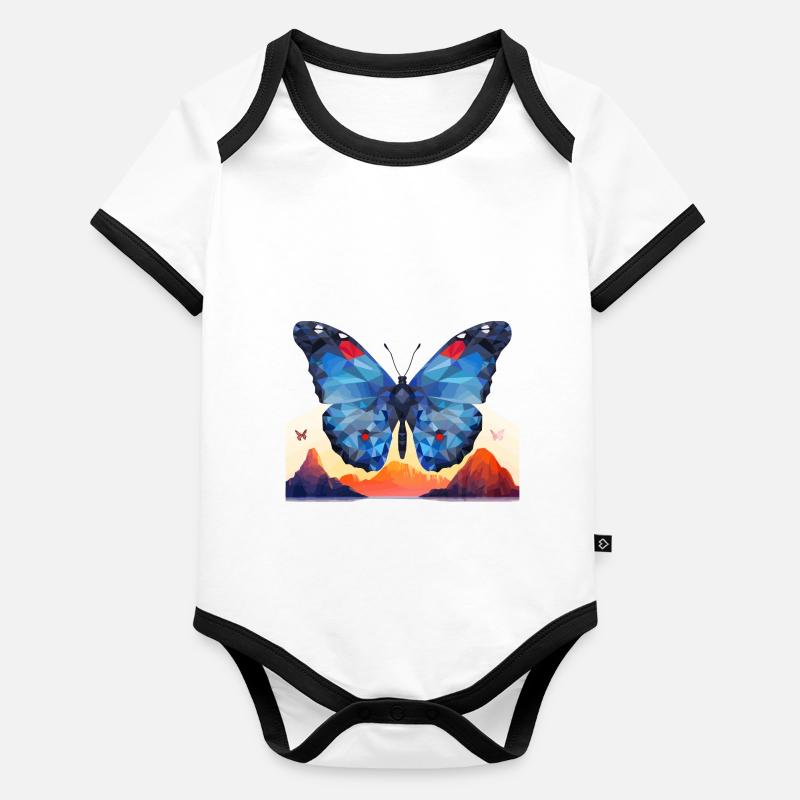 Morpho Papillon Bleu Body Bébé bio contrasté manches courtes