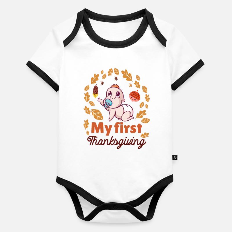 Mein erstes Thanksgiving Baby Bio-Kurzarm-Kontrastbody