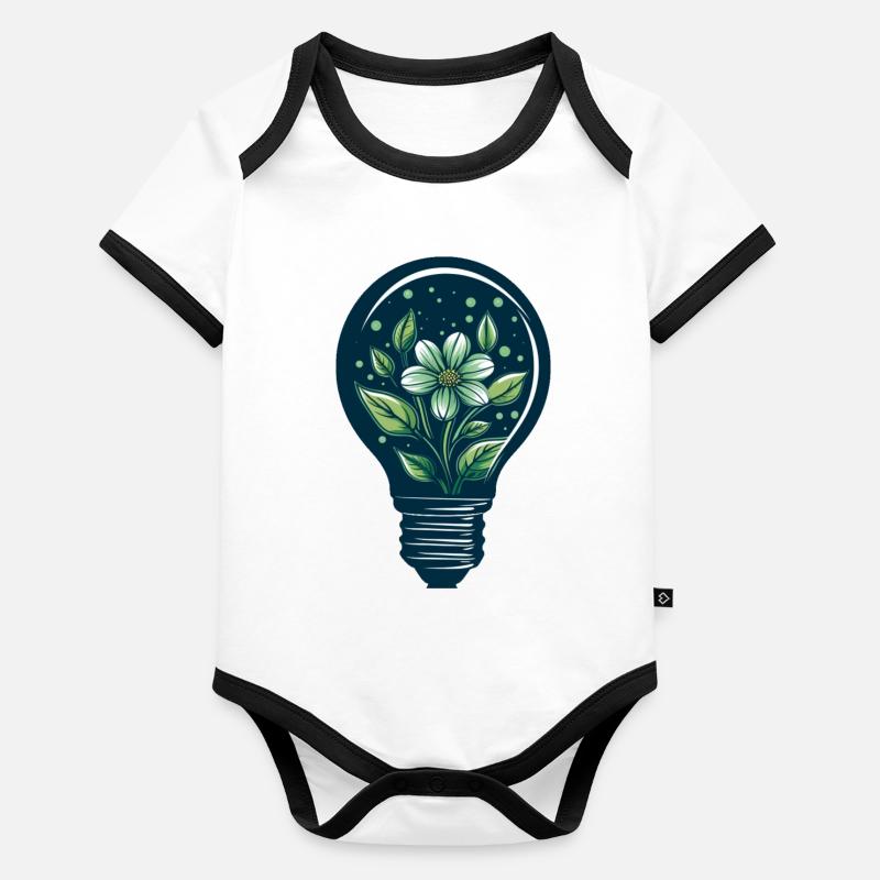 Fleur et bulbe Body Bébé bio contrasté manches courtes