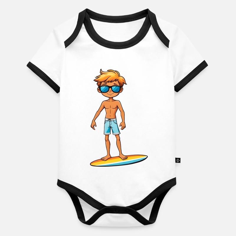 Cool Jeune Surfeur Dude Boy Body Bébé bio contrasté manches courtes