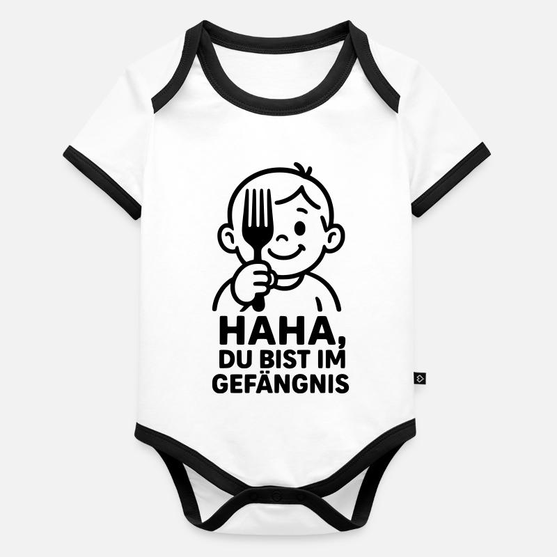 kinder humor gabel gefängnis Baby Bio-Kurzarm-Kontrastbody