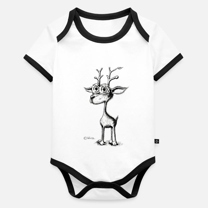 Hirschfuzzie Body Bébé bio contrasté manches courtes