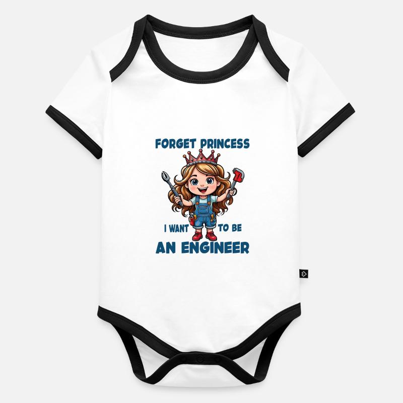 Une princesse cool devient ingénieure mécanicienne Body Bébé bio contrasté manches courtes