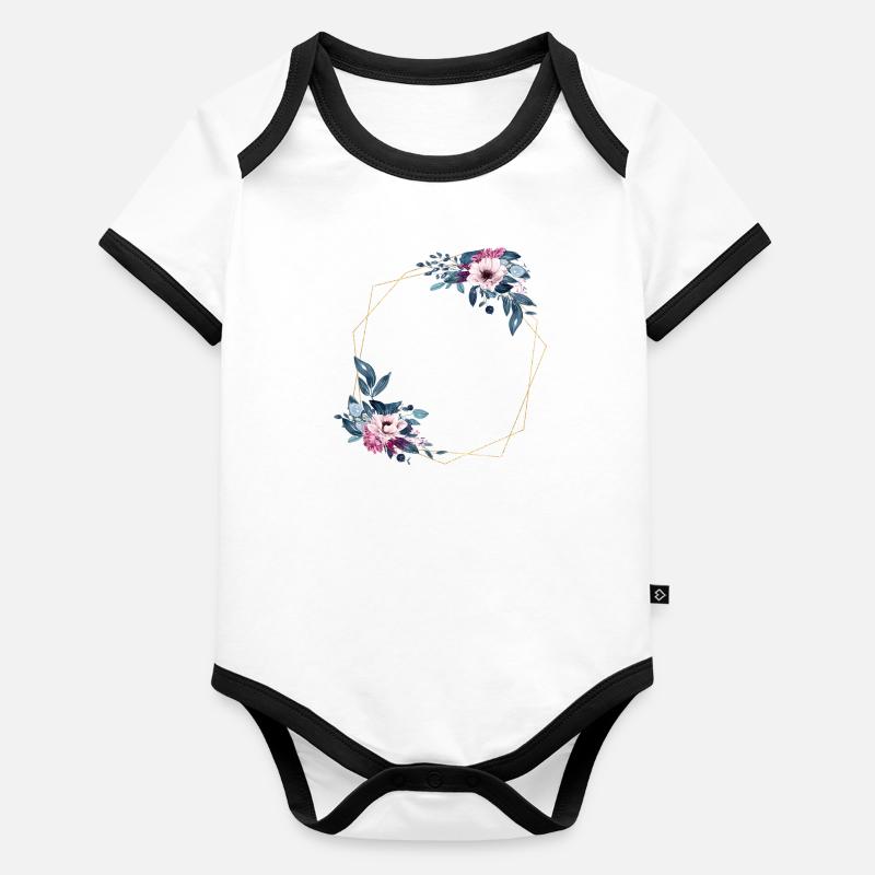 Floral Hexagon customizable Organic Baby Contrasting Bodysuit