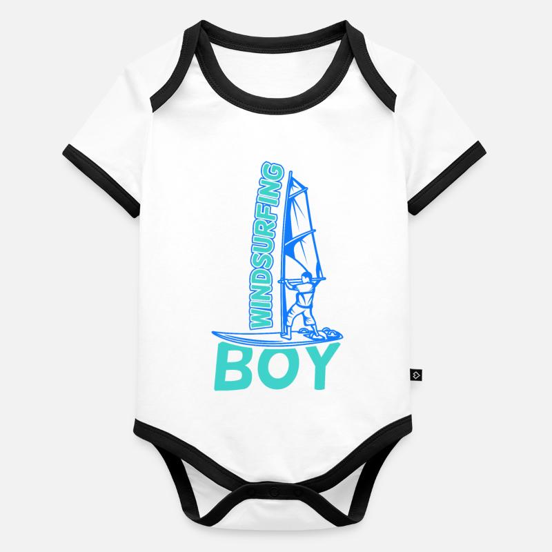 Garçon de planche à voile Body Bébé bio contrasté manches courtes
