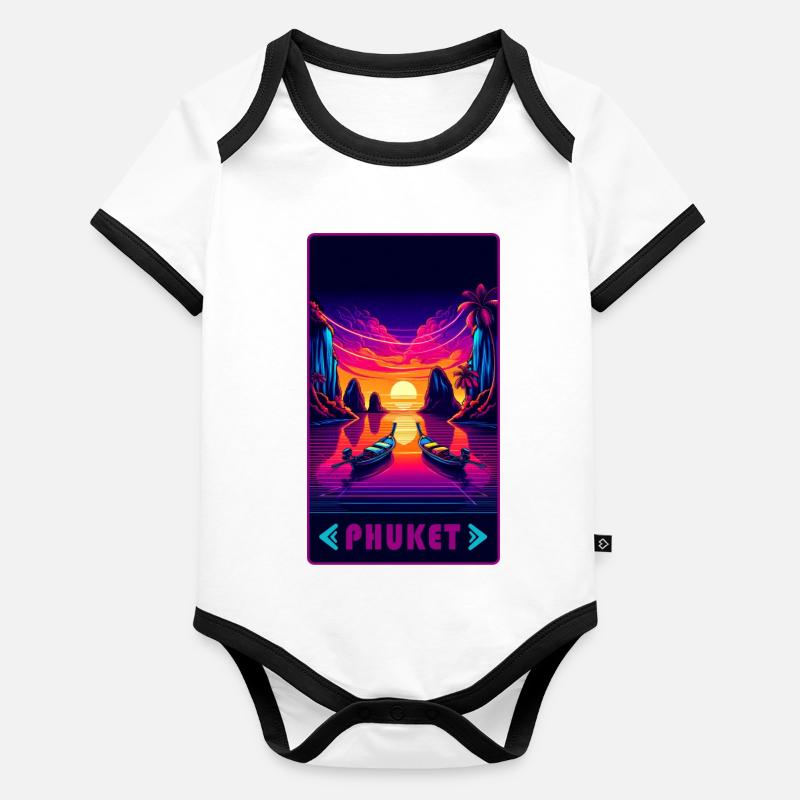 Phuket Thailand sunset design Organic Baby Contrasting Bodysuit