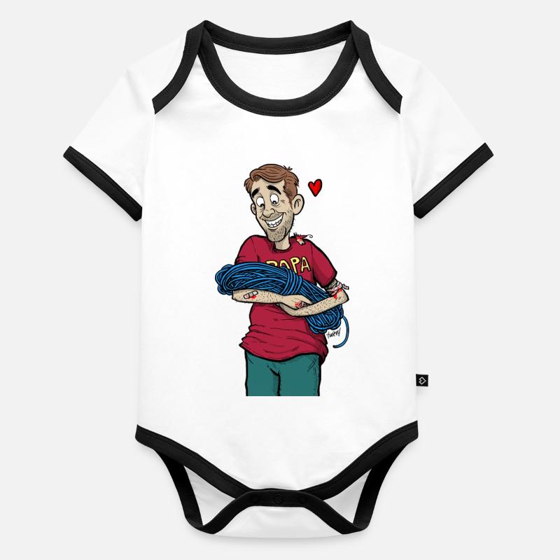 Papa_Climber Body Bébé bio contrasté manches courtes