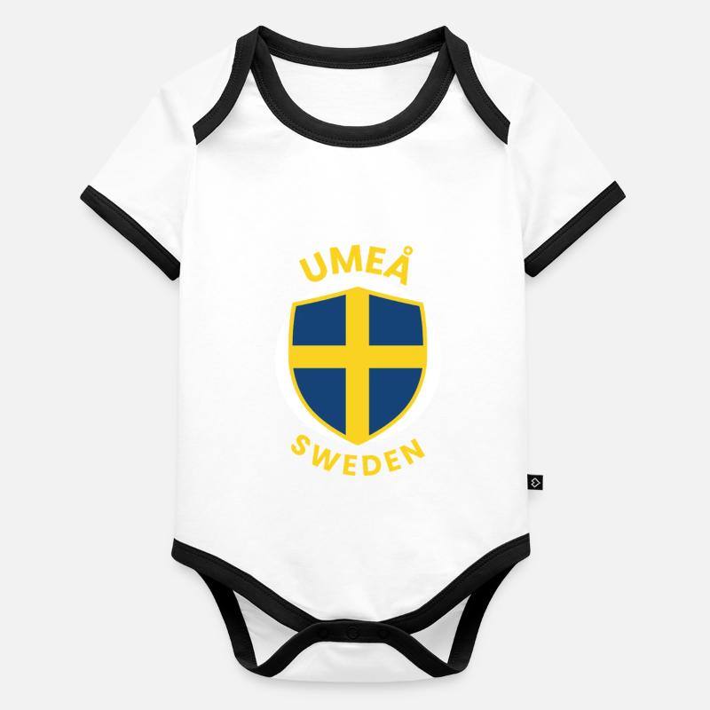 Écusson d’Umeå, Suède, Body Bébé bio contrasté manches courtes