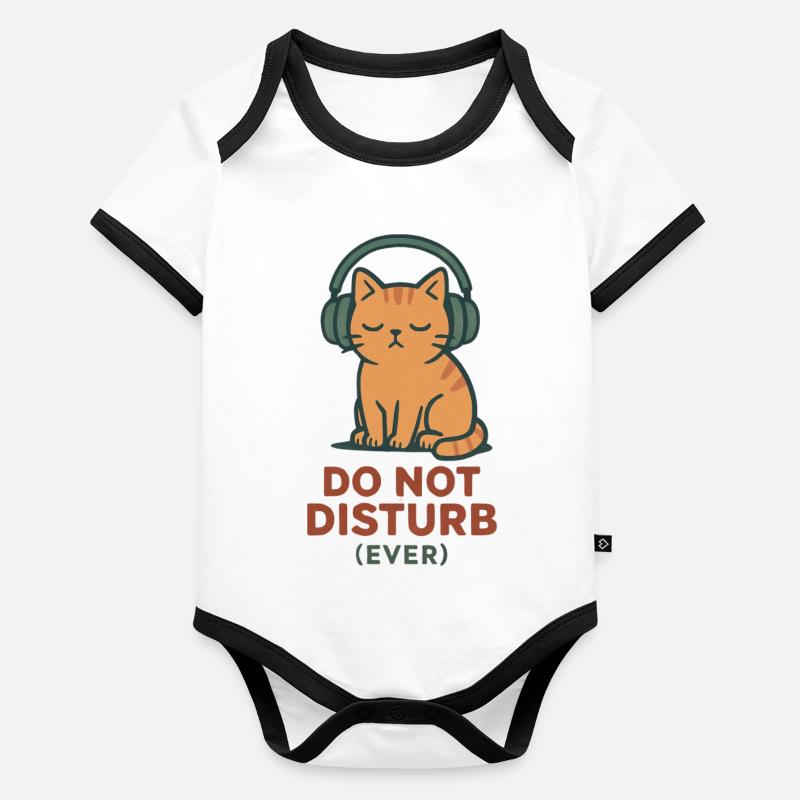 Ne pas déranger les écouteurs pour chats Body Bébé bio contrasté manches courtes