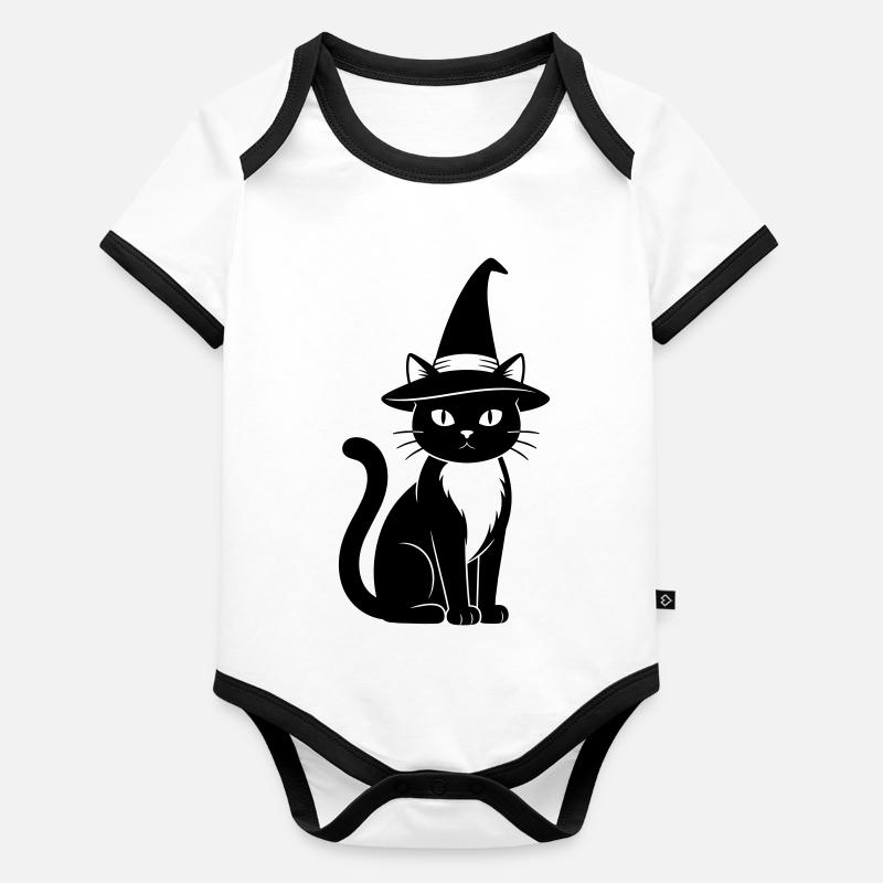 Hexenkatze Baby Bio-Kurzarm-Kontrastbody