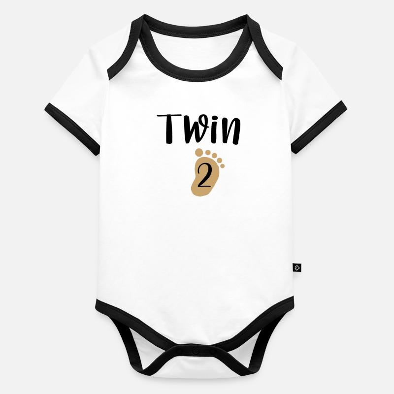 Second twin | Twins Organic Baby Contrasting Bodysuit