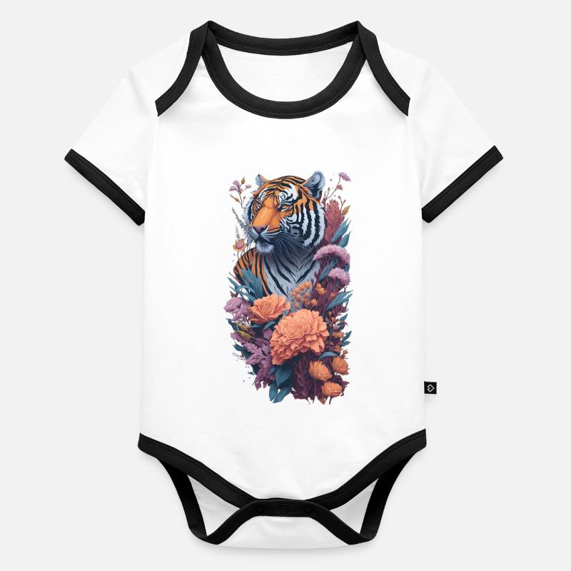 Tigre Body Bébé bio contrasté manches courtes