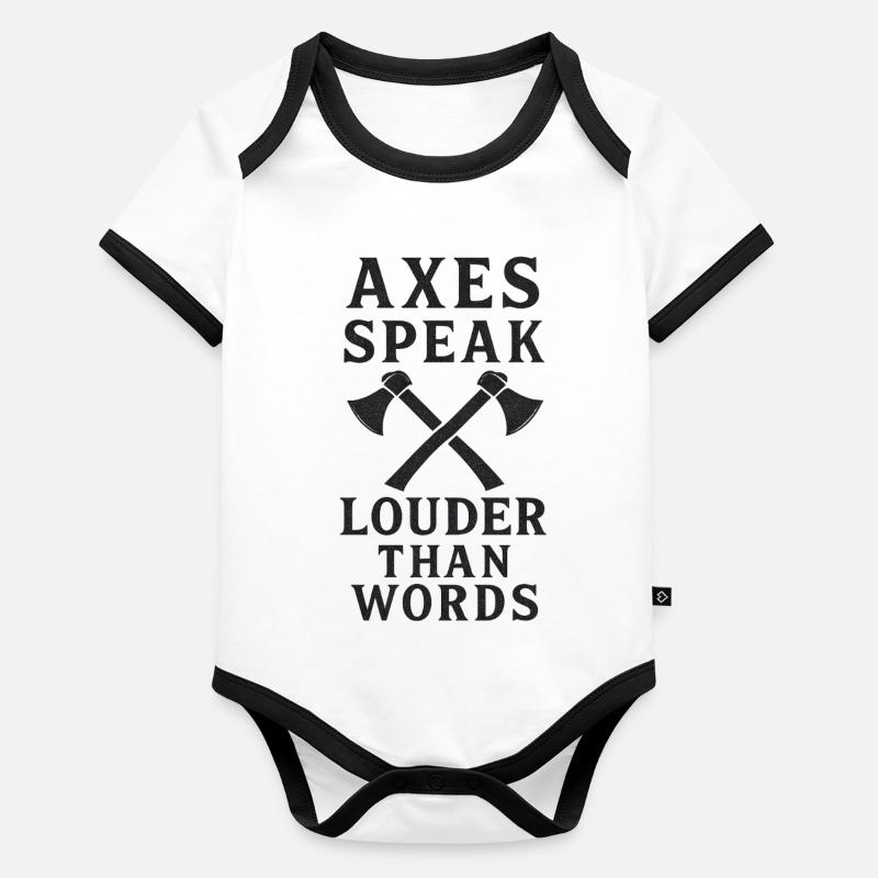 Axes Speak Louder Than Words Design Organic Baby Contrasting Bodysuit