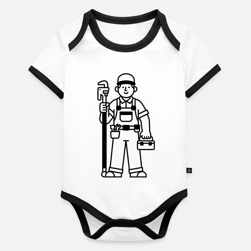 Plombier Body Bébé bio contrasté manches courtes