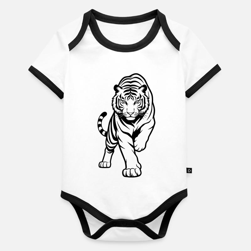 tigre Body Bébé bio contrasté manches courtes