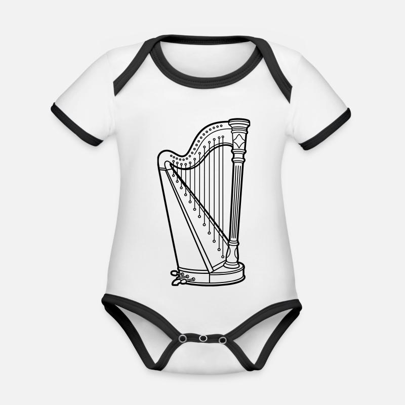 Harpe - Body Bébé bio contrasté manches courtes - blanc/noir
