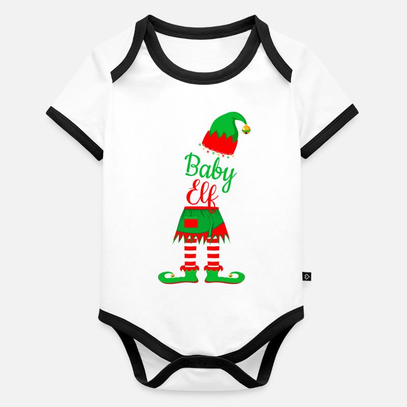 Bébé lutin de Noël Body Bébé bio contrasté manches courtes
