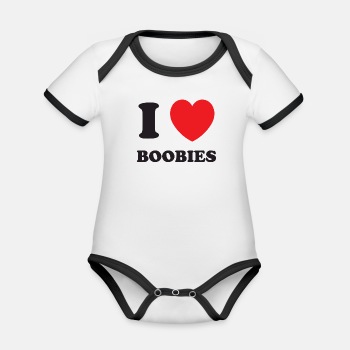 I love boobies - Økologisk kortermet kontrast babybody