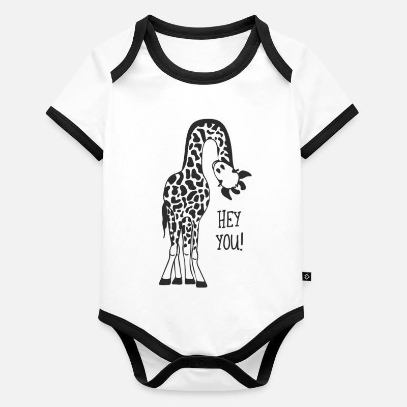 Giraffe calling Organic Baby Contrasting Bodysuit