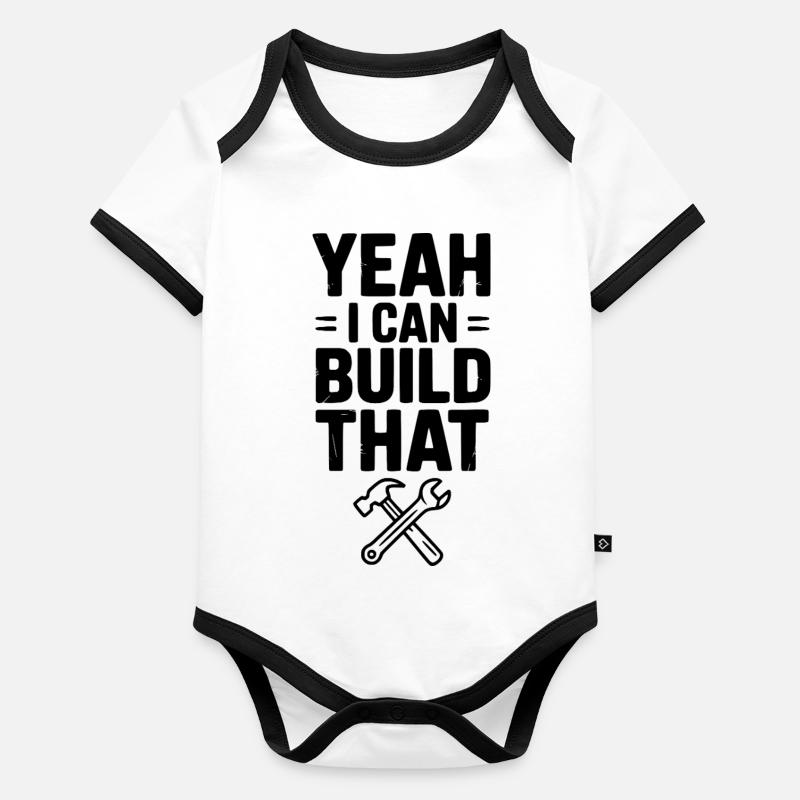 Ouais, je peux construire ça Body Bébé bio contrasté manches courtes
