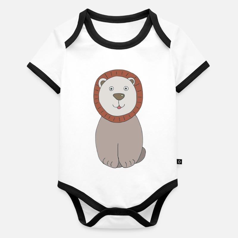 Lion head with friendly face Organic Baby Contrasting Bodysuit
