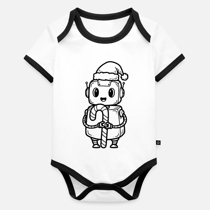 Süßer Weihnachtsjunge mit Geschenk Baby Bio-Kurzarm-Kontrastbody